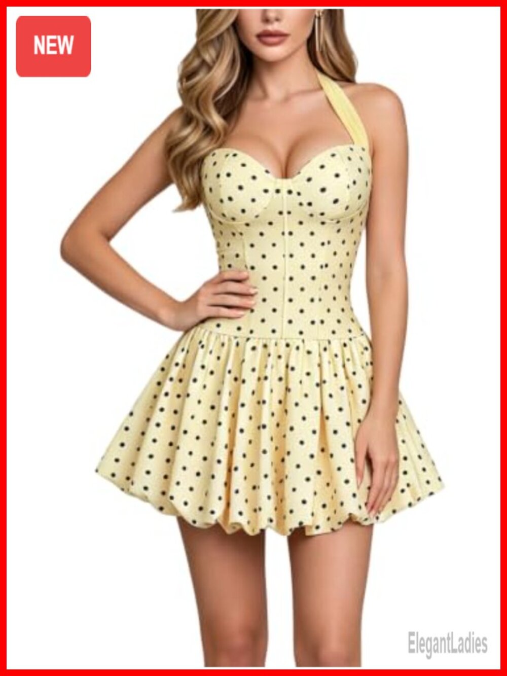 Sparkly Glitter Halter Tie Bubble Mini Homecoming Dress
